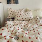 Capa de edredon Nayoroom Heart Queen Size Red Love Heart White
