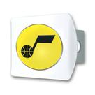 Capa de engate FANMATS NBA Utah Jazz branca com logotipo 3D cromado