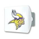 Capa de engate FANMATS NFL Minnesota Vikings branca com logotipo 3D Capa de engate FANMATS NFL Minnesota Vikings branca com logotipo 3D