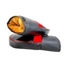 Capa De Guidão De Motocicleta Impermeável De Inverno Em PU, Luvas Quentes À Prova De Vento Com Faixa