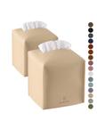 Capa de lenços Jeethemy Square PU Leather Double Bege