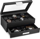 Capa de luxo Watch Box Glenor Co de 12 slots para homens com gaveta de manobrista