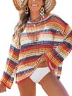 Capa de maiô CUPSHE Crochet Hollow Out de manga comprida amarela Capa de maiô CUPSHE Crochet Hollow Out de manga comprida amarela