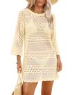 Capa de maiô SAMPEEL Beach Vestido de crochê bege Capa de maiô SAMPEEL Beach Vestido de crochê bege