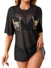 Capa de maiô WDIRARA Skeleton Sheer Mesh para mulher