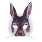 Capa de meia face para festa de Halloween com máscara simulada de coelho