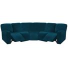 Capa de mobiliário ULTICOR Velvet, 7 peças, sofá em forma de L, azul-petróleo