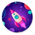Capa de Painel Mini Redondo 50x50cm Aniversário Luxo Menino Menina Foguete Astronauta Espacial Capa de Painel Mini Redondo 50x50cm Aniversário Luxo Menino Menina Foguete Astronauta Espacial