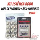 Capa de Parafuso Cromado17mm/19mm + Bico De Pneu Cromado Válvula Antifurto