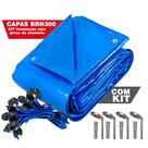 Capa De Piscina Lona Resistente Para Proteção 7,5x3,5m + Kit Instalação