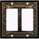Capa de placa para interruptor de luz em metal, 2 módulos, moldura floral Capa de placa para interruptor de luz em metal, 2 módulos, moldura floral