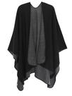 Capa de poncho Shawl Wrap MissShorthair feminina S-Grey Black