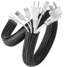 Capa de proteção de cabo AGPTEK 1,5 m 3 cm, pacote com 2 unidades, Black Cord Management Capa de proteção de cabo AGPTEK 1,5 m 3 cm, pacote com 2 unidades, Black Cord Management