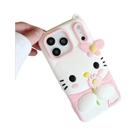 Capa De Silicone 3D Hello Kitty Com Flores E Desenho Animado Para iPhone, Antichoque, Macia, Com