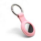 Capa de silicone com gancho para chaveiro Apple AirTag rosa