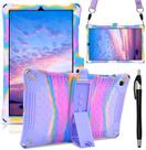 Capa de silicone compatível com Samsung Galaxy Tab S6 Lite versão 2020 (SM-P610/P615), Tab S6 Lite 10,4 polegadas capa protetora para crianças com caneta e alça para tablet, rosa vermelha e roxa