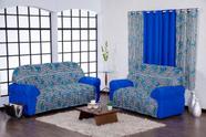 Capa de Sofá 2 e 3 Lugares King Retrô Elasticada Malha Gel Mista 3 Floral Azul Capa de Sofá 2 e 3 Lugares King Retrô Elasticada Malha Gel Mista 3 Floral Azul