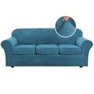 Capa de sofá H.VERSAILTEX Modern Velvet Plush 4 peças azul