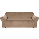 Capa de sofá H.VERSAILTEX Stretch Velvet Extra Wide 226-267 cm Camel