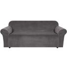 Capa de sofá H.VERSAILTEX Stretch Velvet Grey para sofá extra largo
