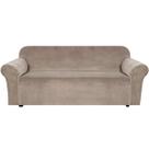 Capa de sofá H.VERSAILTEX Stretch Velvet Taupe para sofá extra largo