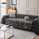 Capa de sofá HANDONTIME Boho Geometric Chenille cinza escuro 180x340cm