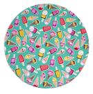 Capa de Sousplat em Tecido Tricoline Sorvetes para Base MDF 35cm