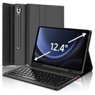 Capa de teclado SENGBIRCH para Samsung Galaxy Tab S9 FE+ 5G e S9 Plus (12,4"), teclado sem fio Bluetooth para Galaxy Tab S10 Plus, Smart Folio com suporte para caneta S, tablet com teclado S9 FE Plus 12.4, preta