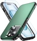 Capa de telefone AEDILYS à prova de choque para iPhone 15 com 2x vidro verde escuro