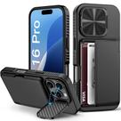 Capa de telefone BXYJY para iPhone 16 Pro, carteira com porta-cartões preta