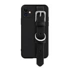 Capa de telefone com pulseira de couro para iPhone com textura de silicone