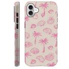 Capa de telefone DAIZAG para iPhone 16 rosa Seashells Palm Trees