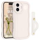Capa de telefone GUAGUA iPhone 16 6,1" com alça ondulada branca antiga