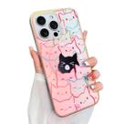 Capa de telefone Heaofei Cute para iPhone 16 Pro Iridescent Black Cats