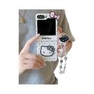 Capa De Telefone Hello Kitty Para Samsung Galaxy Z Flip 7 6 5 4 3, Capa De TPU Macia Com Cordão