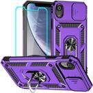 Capa de telefone HNHYGETE iPhone XR de nível militar à prova de choque com protetor de tela roxa
