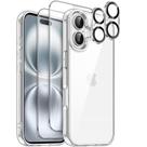 Capa de telefone JeTech 5 em 1 para iPhone 16 de 6,1 polegadas com protetores