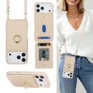 Capa de telefone Lipvina para iPhone 17 Pro Max com porta-cartões bege