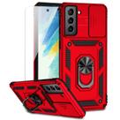 Capa de telefone M MAIKEZI Galaxy S21 FE 5G de nível militar vermelha