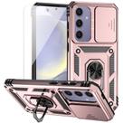 Capa de telefone M MAIKEZI Galaxy S24 FE de camada dupla em ouro rosa