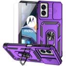 Capa de telefone M MAIKEZI Moto G Power 5G 2024 de camada dupla roxa