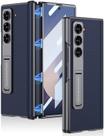 Capa de telefone Miimall para Samsung Galaxy Z Fold 7 em couro azul Capa de telefone Miimall para Samsung Galaxy Z Fold 7 em couro azul