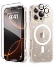 Capa de telefone MIODIK para iPhone 16 Pro Clear Glitter com protetor