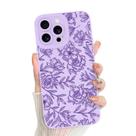 Capa de telefone MZELQ para iPhone 16 Pro Max Silicone Floral Roxa