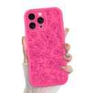 Capa de telefone MZELQ para iPhone 16 Pro Silicone Floral Rosa Choque
