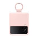 Capa de telefone Samsung Silicone Ring Galaxy Z Flip 4 rosa