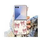 Capa De Telefone Transparente Com Laço Rosa Para Samsung Galaxy Z Flip7 FE Flip6 Flip5 Flip4 Flip3