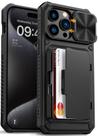 Capa de telefone Vihibii para iPhone 15 Pro Max com suporte de cartão preta