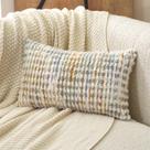 Capa de travesseiro Aeckself Boho Chenille tufada 30x50cm amarela branca