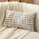 Capa de travesseiro Aeckself Boho Chenille tufada 30x50cm laranja branca